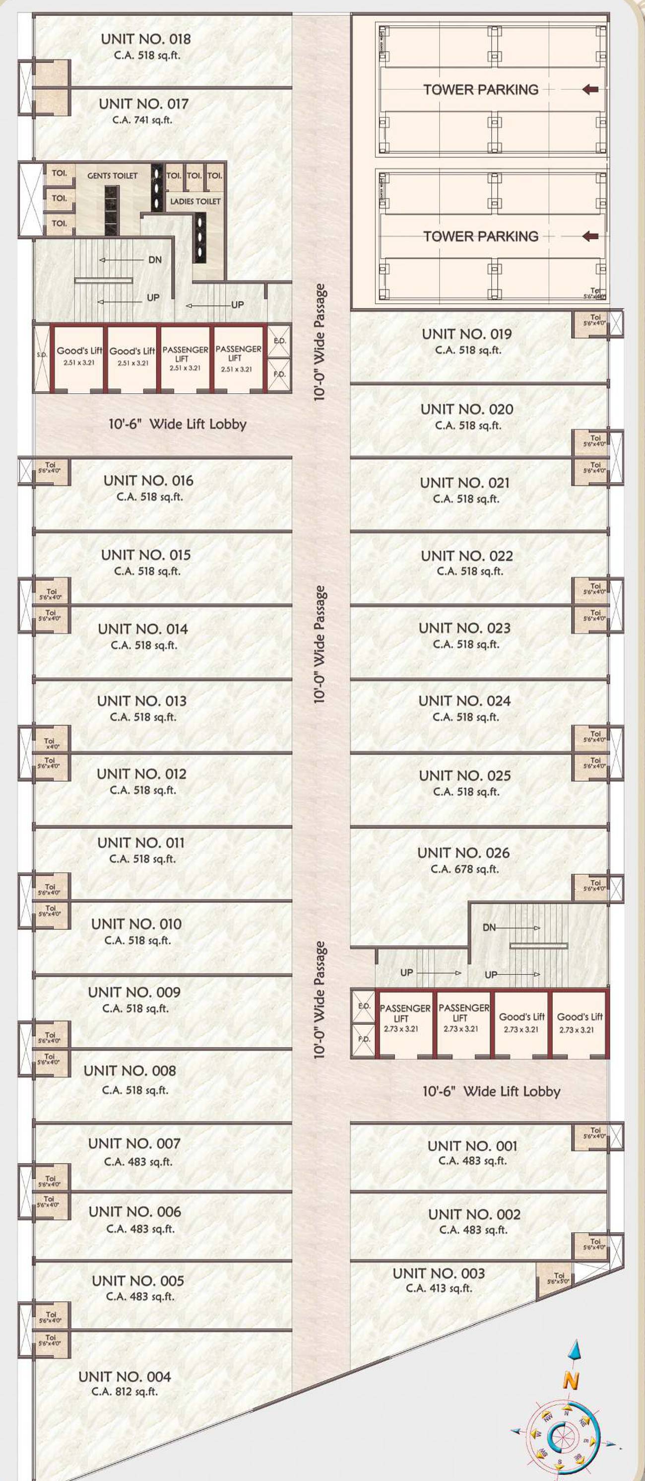 Prem Gopal typical floor plan, 2nd–5th and 7th–11th floors